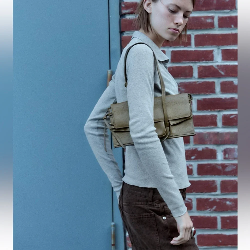 Zara Olive Green Shoulder Bag - Picture 8 of 9